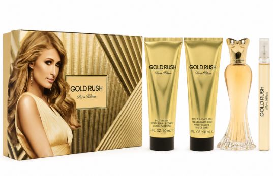 Estuche Paris Hilton Gold Rush Mujer 4PZ Perfume 100ml+Mini 10ml+Crema+Shower Gel